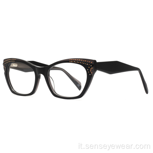 Occhiali da cornice ottica acetato con strass con strass da donna